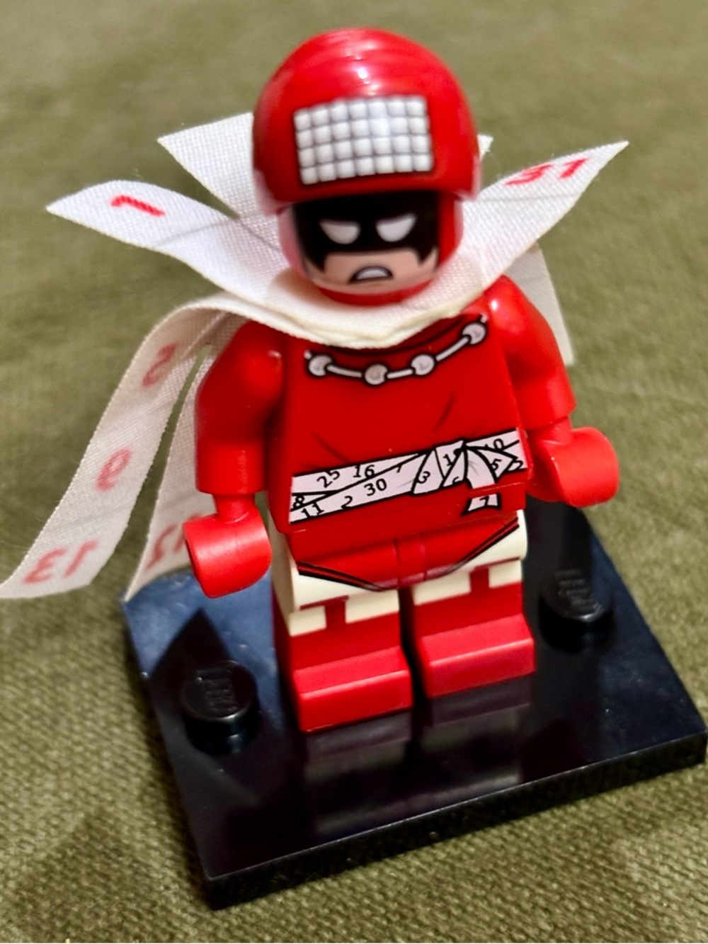 Lego Red Masked Superhero Minifigure with White Cape